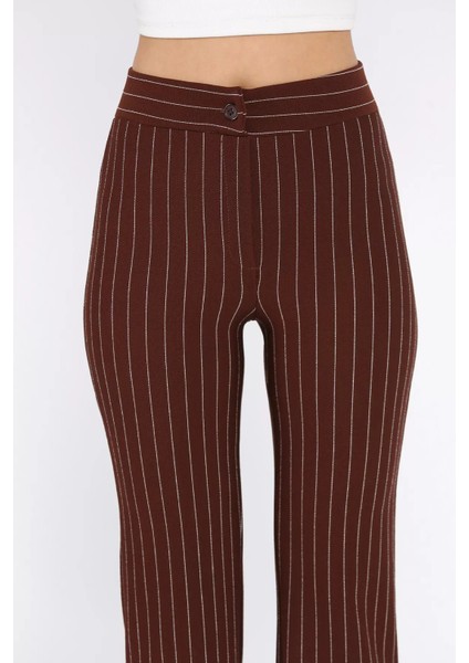 Kadın Çizgi Desenli Boru Paça Pantolon P-00017667