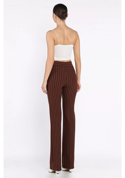 Kadın Çizgi Desenli Boru Paça Pantolon P-00017667