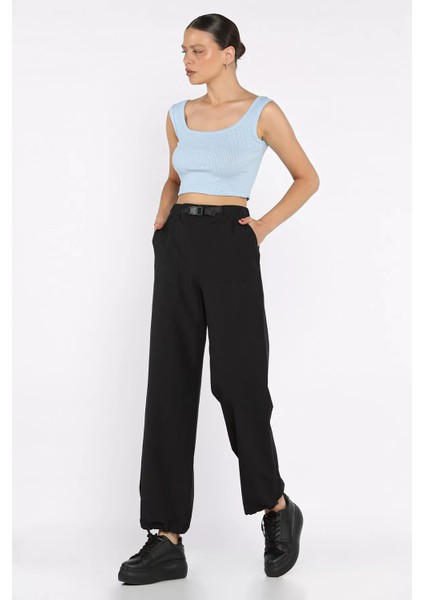 Bel ve Paça Lastikli Kadın Paraşüt Pantolon P-00017661 fiyatları