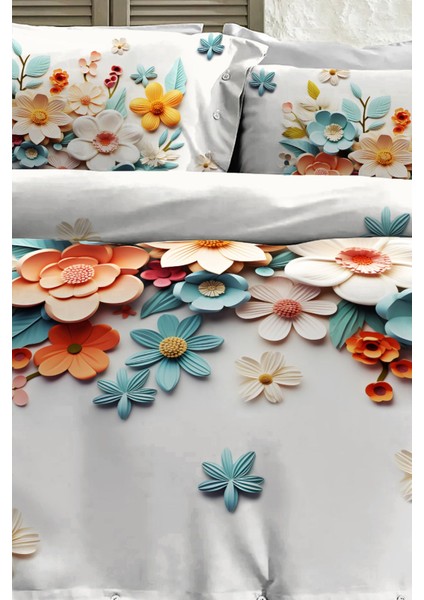 %100 Pamuk Ranforce Çeyizlik Luxury 5d Dijital Çift Kişilik Nevresim Takımı Lotus fırsatları