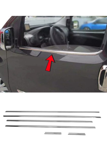 Fiat Fiorino 2008 ve Sonrası Uyumlu Cam Çıtası Takımı Paslanmaz Çelik Krom Görünümlü