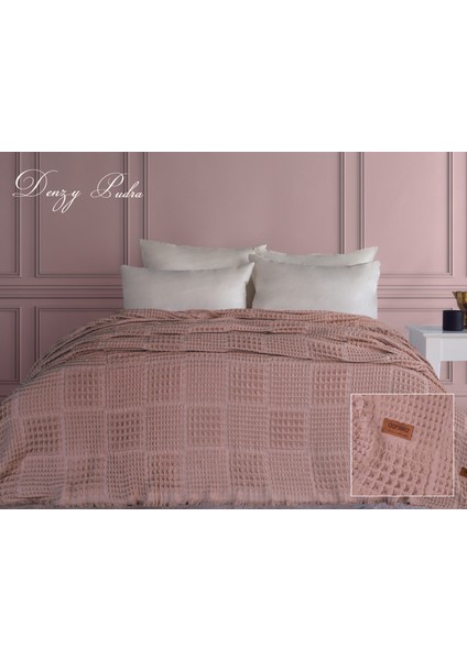 Denzy Waffle Yatak Örtüsü - Pudra