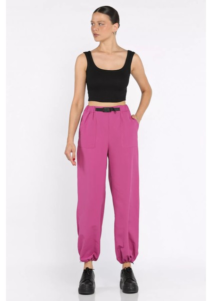 Bel ve Paça Lastikli Kadın Paraşüt Pantolon P-00017661
