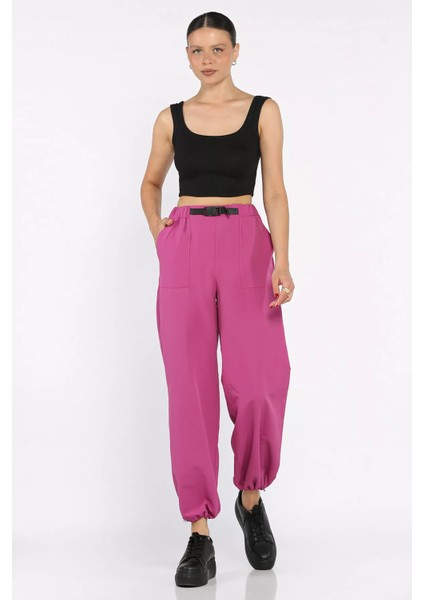 Bel ve Paça Lastikli Kadın Paraşüt Pantolon P-00017661