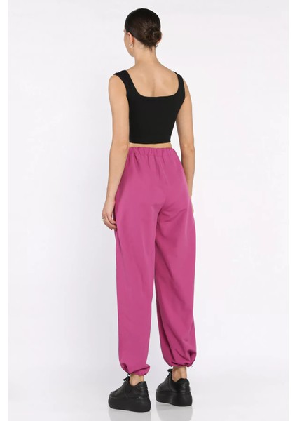 Bel ve Paça Lastikli Kadın Paraşüt Pantolon P-00017661