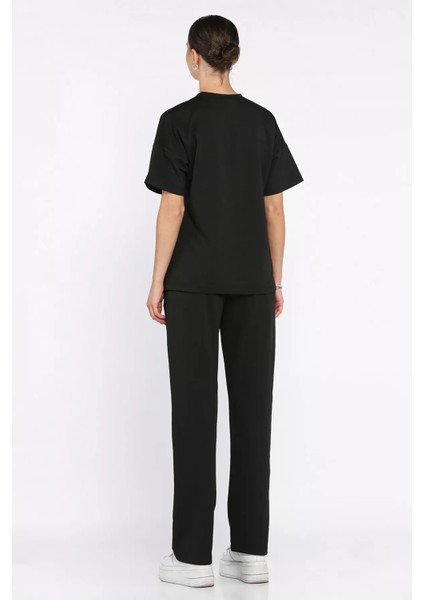 Kadın Nakış Detaylı Tişört Pantolon Ikili Takım P-00017644 modelleri