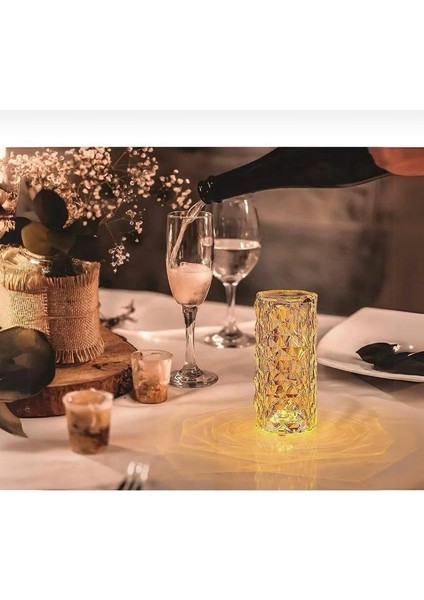 Kristal Elmas Gece Lambası LED Dokunmatik USB Şarjlı Kumandalı