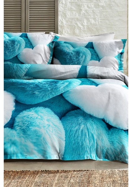 %100 Pamuk Ranforce Çeyizlik Luxury 5d Dijital Çift Kişilik Nevresim Takımı Hearts Of Fur fiyatları