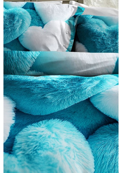 %100 Pamuk Ranforce Çeyizlik Luxury 5d Dijital Çift Kişilik Nevresim Takımı Hearts Of Fur fırsatları