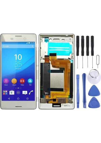 Sony Xperia M4 Aqua Beyaz Uyumlu Çerçeveli LCD Ekran Sayısallaştırıcı Tam Montaj