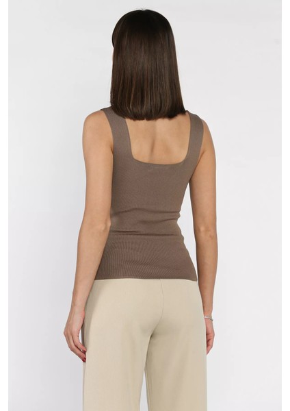 Kare Yaka Askılı Likralı Kadın Triko Bluz P-00017658 modelleri