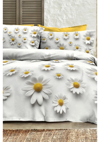 %100 Pamuk Ranforce Çeyizlik Luxury 5d Dijital Çift Kişilik Nevresim Takımı Papatya fiyatları