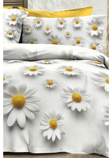 %100 Pamuk Ranforce Çeyizlik Luxury 5d Dijital Çift Kişilik Nevresim Takımı Papatya modelleri