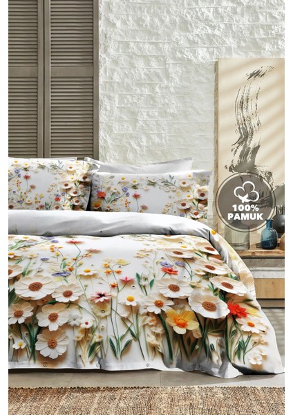 %100 Pamuk Ranforce Çeyizlik Luxury 5d Dijital Çift Kişilik Nevresim Takımı Dancing Roses