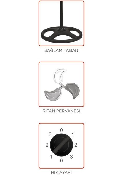 Sf-03 Gümüş Ayarlanabilir 18'' Inc Ayaklı 55W 3 Kademe 3 Pervaneli Vantilatör Fan