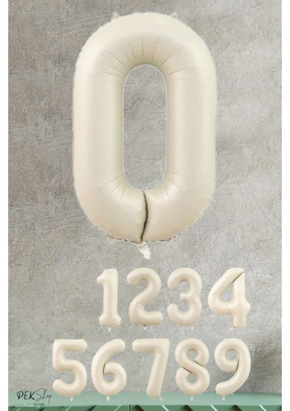 Krem Renk Rakam Folyo Balon 0
