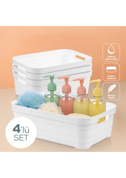 4'lü 8,2 Litre Saklama Kutusu Beyaz