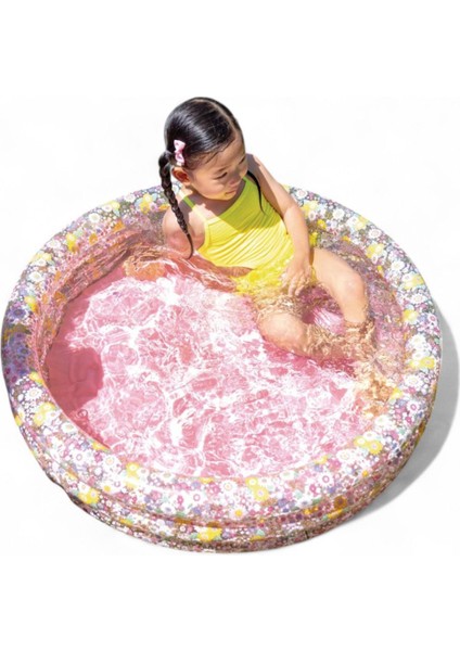 Çiçek Desenli Bebek Havuzu 86X25CM, 3 Boğum, Pembe, Eğlenceli ve Rahat Kullanım indirimleri