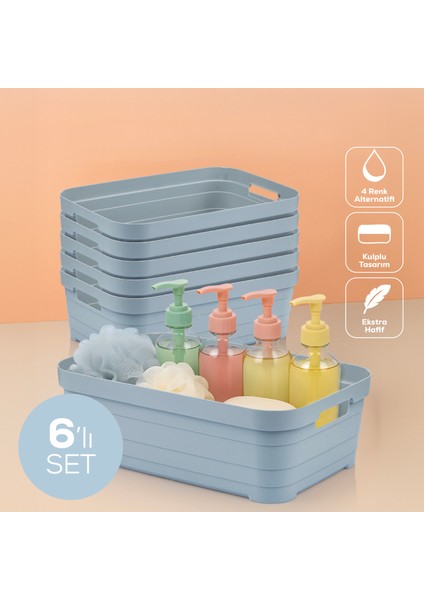 6'lı 8,2 Litre Saklama Kutusu Mavi