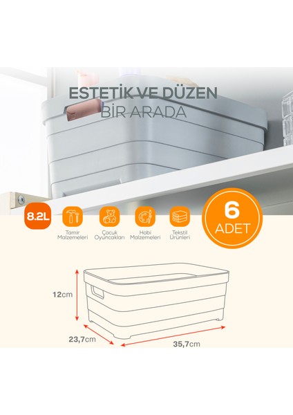6'lı 8,2 Litre Saklama Kutusu Mavi