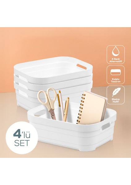 4'lü 2,8 Litre Saklama Kutusu Beyaz