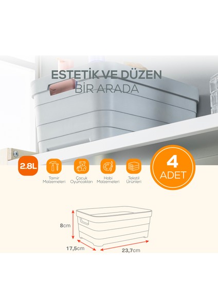 4'lü 2,8 Litre Saklama Kutusu Beyaz fiyatları