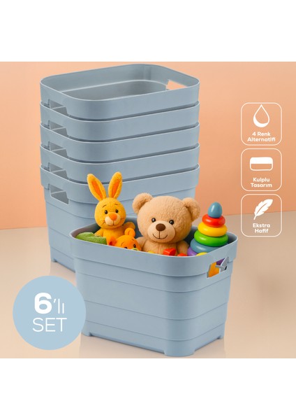 6'lı 5 Litre Saklama Kutusu Mavi