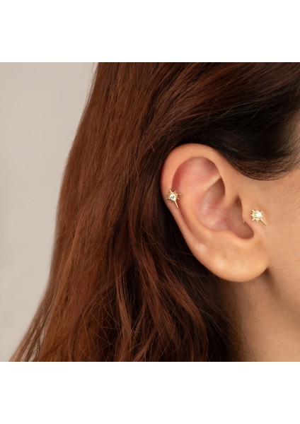 14 Ayar Altın Taşlı Parlayan Yıldız Minimal Minimal Tragus Piercing fiyatları