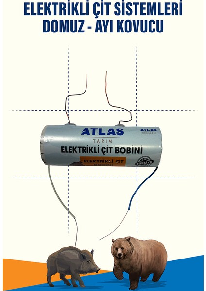 Atlas Elektrikli Çit Bobini 30.000 Volt Domuz Ayı Kovucu