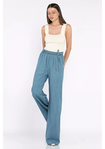 Bol Paça Bel Bağlamalı Kadın Pantolon P-00017646
