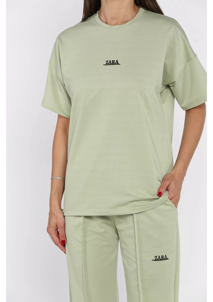 Kadın Çima Detaylı Nakışlı Pantolon Tişört Ikili Takım P-00017623 fırsatları