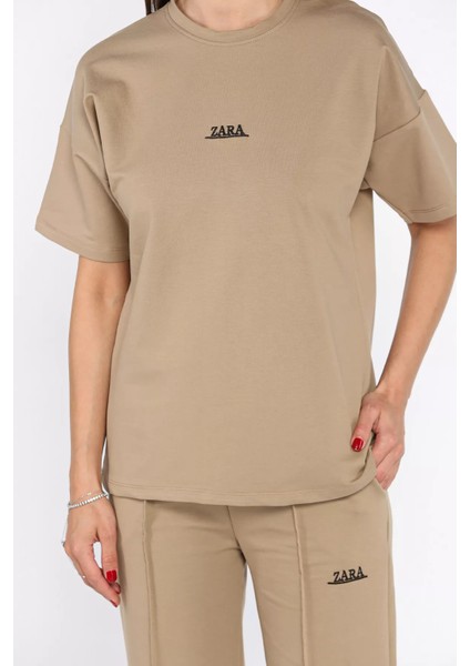 Kadın Çima Detaylı Nakışlı Pantolon Tişört Ikili Takım P-00017623 fırsatları