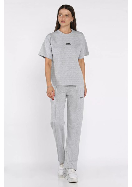 Kadın Çima Detaylı Nakışlı Pantolon Tişört Ikili Takım P-00017623