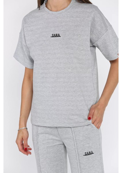 Kadın Çima Detaylı Nakışlı Pantolon Tişört Ikili Takım P-00017623 fırsatları