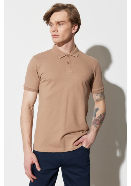Regular Fit Camel Erkek Polo Yaka T-Shirt MW211837211
