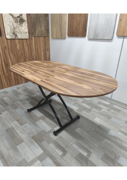 Ortadan Açılır Amortisörlü Akıllı Oval Yemek Masası Alt Mekanizma Siyah Metal fırsatları