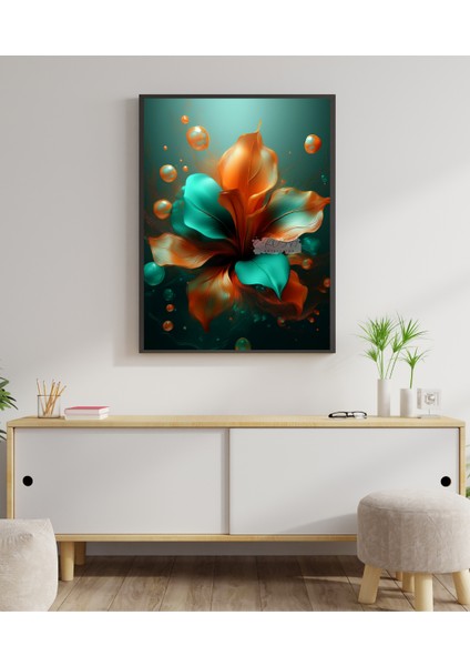 Metal Çerçeveli Gerçek Camlı Tablo Çiçek Modeli