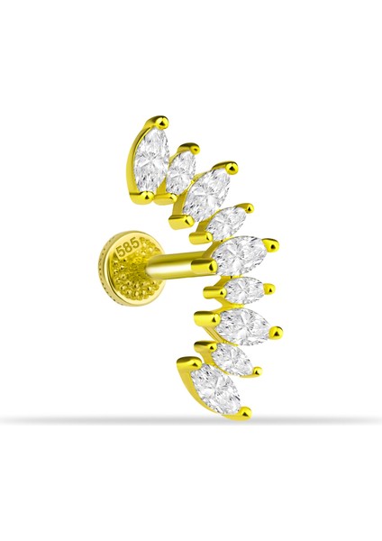 14 Ayar Altın 9 Markis Taşlı Tragus Piercing