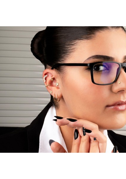 14 Ayar Altın 9 Markis Taşlı Tragus Piercing