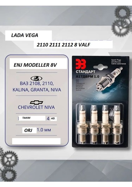 Lada Vega 2110 2111 2112 Lada Kalina Enj Samara Enj Niva Buji Takım Orj Rus Ez 21110370701086E modelleri