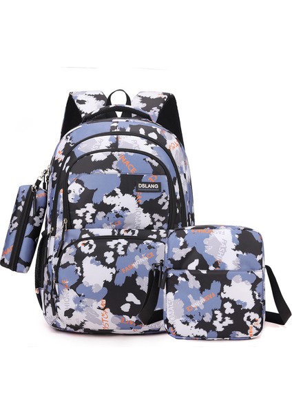 Üç Set Okul Çantası Moda Ortaokul ve Lise Öğrencileri Omuz Çantası Büyük Kapasiteli Seyahat Çantası (Yurt Dışından)