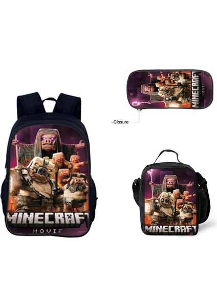 Benim Dünyam Filmi Minecraft Ilkokul ve Ortaokul Öğrencileri Omuz Çantası Üç Parça Set (Yurt Dışından)
