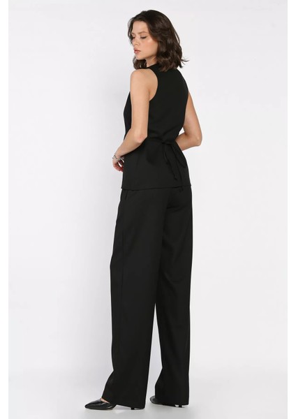 Kadın Kare Yaka Yelek Bel Lastikli Pantolon Ikili Takım P-00017527 modelleri