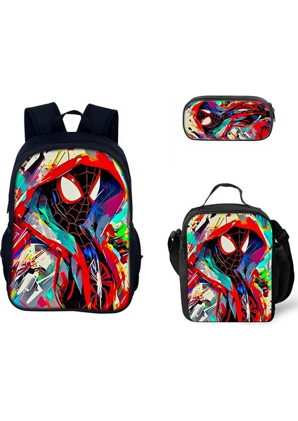 Omuz Çantası Örümcek Adam Okul Çantası Karikatür El Çantası Kalem Çantası Üç Parçalı Set (Yurt Dışından)