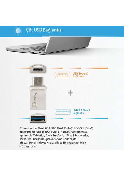 TS256GJF890S 256GB Type-A&c Otg Usb3.1 Flash Bellek