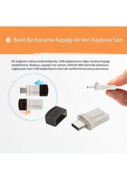 TS256GJF890S 256GB Type-A&c Otg Usb3.1 Flash Bellek