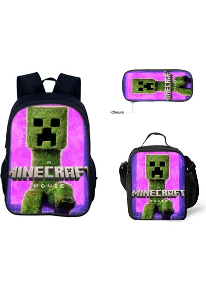 Benim Dünyam Filmi Minecraft Ilkokul ve Ortaokul Öğrencileri Omuz Çantası Üç Parça Set (Yurt Dışından)