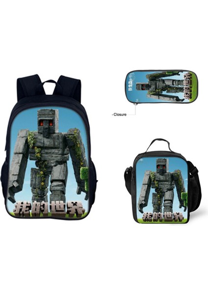 Benim Dünyam Filmi Minecraft Ilkokul ve Ortaokul Öğrencileri Omuz Çantası Üç Parça Set (Yurt Dışından)