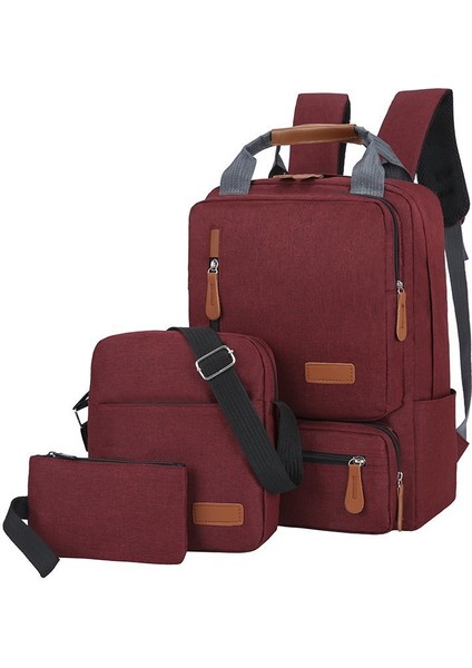 Günlük Omuz Çantası Lise Üniversite Erkek Büyük Kapasiteli Iş Gezisi Seyahat Üç Set (Yurt Dışından)