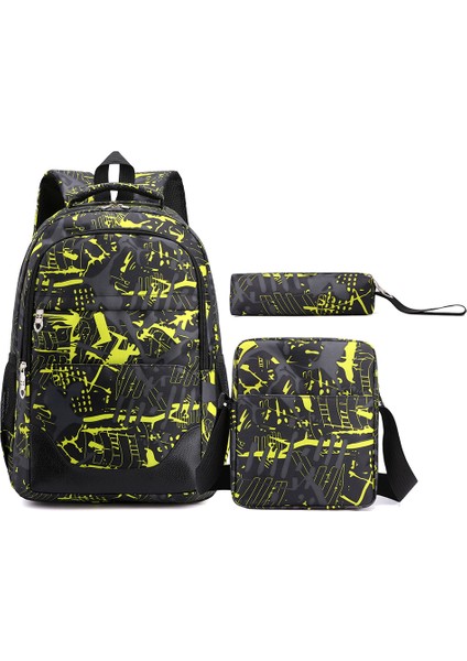 Omuz Çantası Kolej Tarzı Erkekler ve Kadınlar Ortaokul ve Lise Üç Set Büyük Kapasiteli Okul Çantası Eğlence Seyahat Çantası (Yurt Dışından)